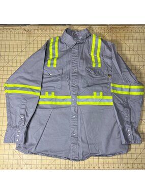 Flame-Resistant Reflective Gray Work Shirt By Justin Trend Size XL FR 2112 HRC 2